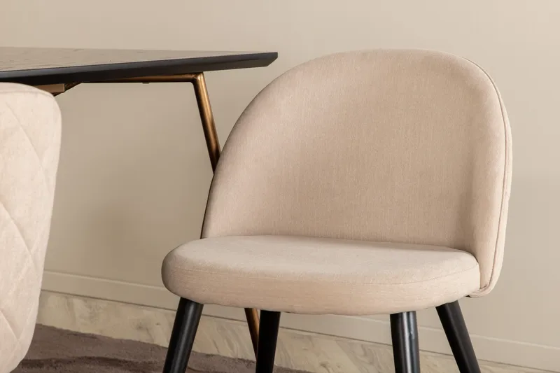 Petra Spisegruppe 190 cm Rektangulær med 6 Velvet Stoler - Beige - Møbler - Bord - Spisegruppe