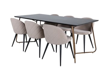 Petra Spisegruppe 190 cm Rektangulær med 6 Velvet Stoler