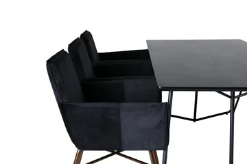 Petra Spisegruppe 190 cm Rektangulær med 6 Petra Stoler - Sort - Møbler - Bord - Spisegruppe