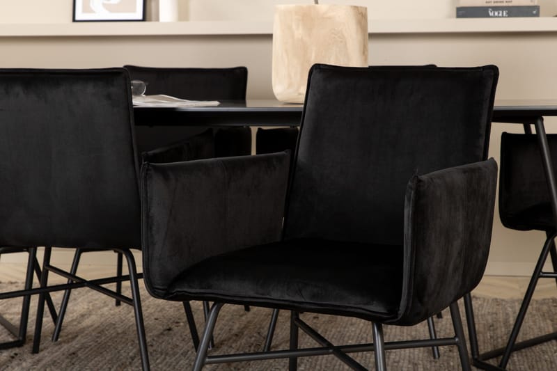 Petra Spisegruppe 190 cm Rektangulær med 6 Petra Stoler - Sort - Møbler - Bord - Spisegruppe