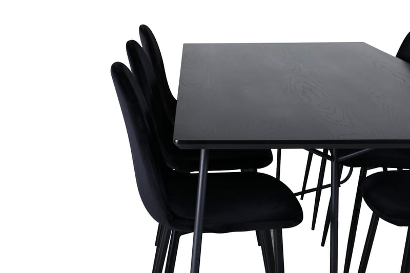 Petra Spisegruppe 190 cm Rektangulær med 6 Polar Stoler - Sort - Møbler - Bord - Spisegruppe