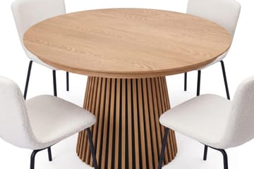 Peyra Forlengbart rundt 120-220 cm Eik med 4 Katy Spisestoler - Eik - Møbler - Bord - Spisegruppe