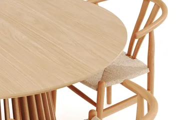 Peyra Matgruppe 120 cm Rund Eik med 4 Dastoori Spisestol - Natur - Møbler - Bord - Spisegruppe