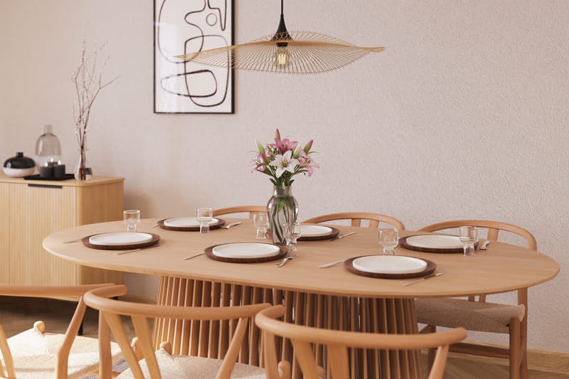 Peyra Matgruppe 200 cm Ovalt Eik med 6 Dastoori Spisestol - Natur - Møbler - Bord - Spisegruppe