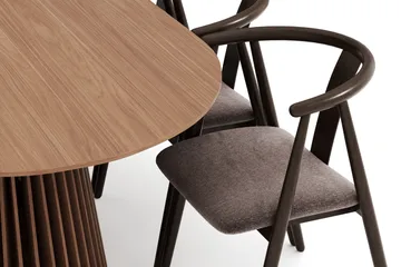 Peyra Ovalt Spisegruppe Massiv Valnøtt 200 cm med 6 Cytie Spisestoler med armlener - Valnøtt - Møbler - Bord - Spisegruppe