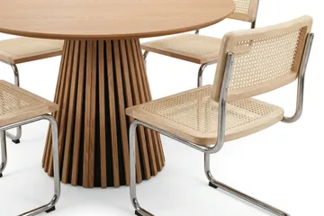Peyra rund spisegruppe 110 cm eik med 4 Build spisestoler - Eik - Møbler - Bord - Spisegruppe