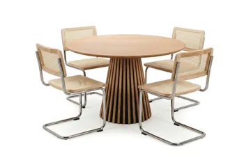 Peyra rund spisegruppe 110 cm eik med 4 Build spisestoler - Eik - Møbler - Bord - Spisegruppe