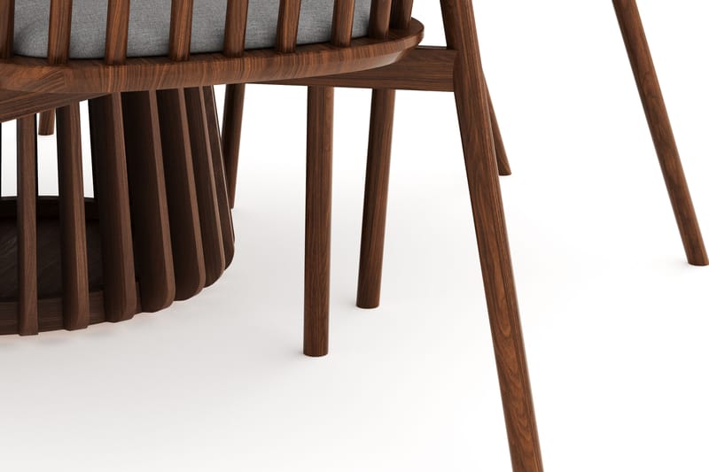Peyra Rund Spisegruppe 120 cm med 4 Noira Spisestoler - Valnøtt - Møbler - Bord - Spisegruppe