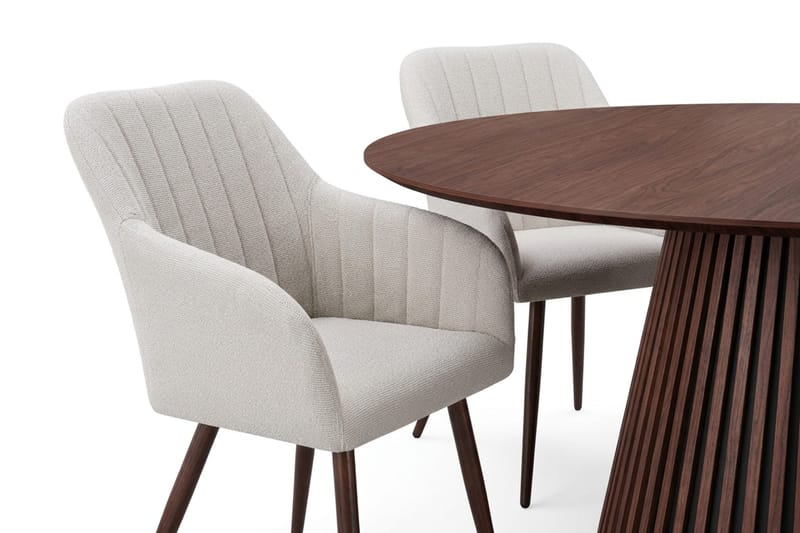 Peyra rund spisegruppe 180 cm Valnøtt med 8 Filippa spisestoler - Valnøtt - Møbler - Bord - Spisegruppe