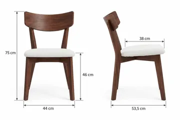 Peyra Rund Uttrekkbar Spisegruppe 120-220 cm – Spisebord med 4 Amelia Spisestoler i Tre med Valnøttutseende - Brun - Møbler - Bord - Spisegruppe