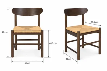 Peyra Rund Uttrekkbar Spisegruppe 120-220 cm – Spisebord med 4 Malte Spisestoler i Tre med Røkt Eik-utseende - Mørkebrun - Møbler - Bord - Spisegruppe
