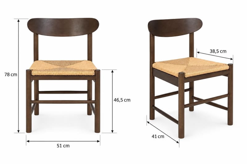Peyra Rund Uttrekkbar Spisegruppe 120-220 cm – Spisebord med 4 Malte Spisestoler i Tre med Røkt Eik-utseende - Mørkebrun - Møbler - Bord - Spisegruppe