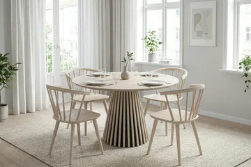 Peyra Rundt Spisebord 110 cm Finér - Hvitlasert - Møbler - Bord - Spisebord & kjøkkenbord