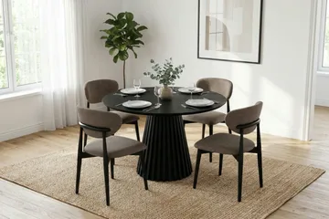 Peyra rundt spisebord 110 cm finér - Svart - Møbler - Bord - Spisebord & kjøkkenbord