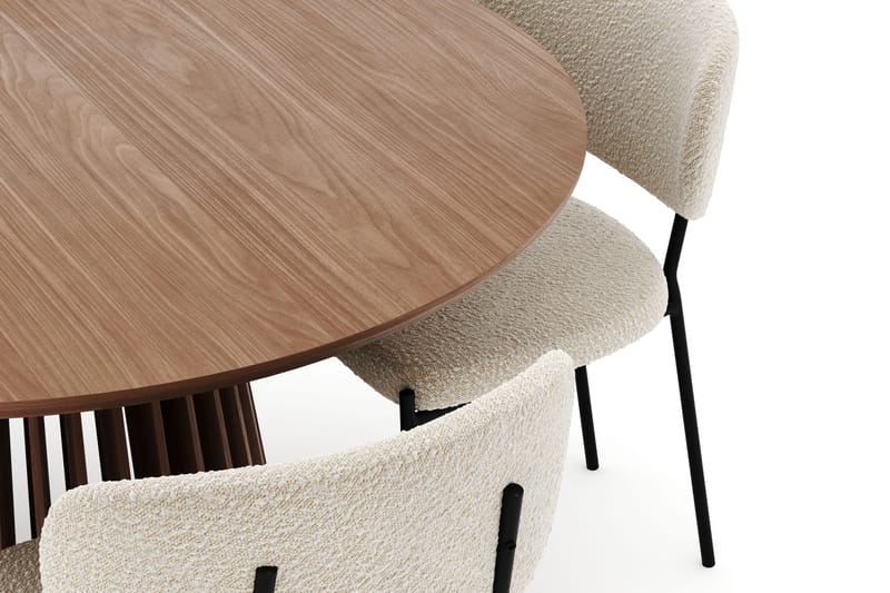 Peyra Rundt Spisebord 120 cm med 4 Gemmiano Stoler - Valnøtt - Møbler - Bord - Spisegruppe