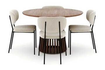 Peyra Rundt Spisebord 120 cm med 4 Gemmiano Stoler - Valnøtt - Møbler - Bord - Spisegruppe