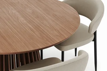 Peyra Rundt Spisebord 120 cm med 4 Sawako Stoler - Valnøtt - Møbler - Bord - Spisegruppe