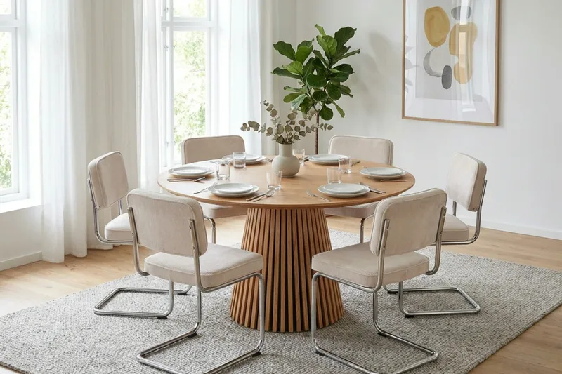 Peyra rundt spisebord 130 cm finér - Eik - Møbler - Bord - Spisebord & kjøkkenbord