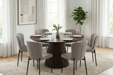 Peyra rundt spisebord 130 cm finér - Valnøtt - Møbler - Bord - Spisebord & kjøkkenbord