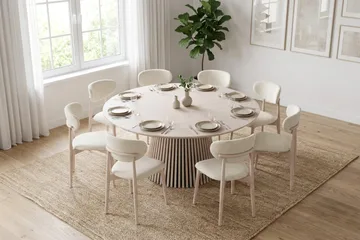 Peyra rundt spisebord 180 cm finér - Hvitlasert - Møbler - Bord - Spisebord & kjøkkenbord