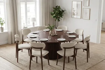Peyra rundt spisebord 180 cm finér - Valnøtt - Møbler - Bord - Spisebord & kjøkkenbord