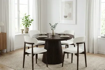 Peyra rundt spisebord uttrekkbart 120–220 cm finér - Røkt eik - Møbler - Bord - Spisebord & kjøkkenbord