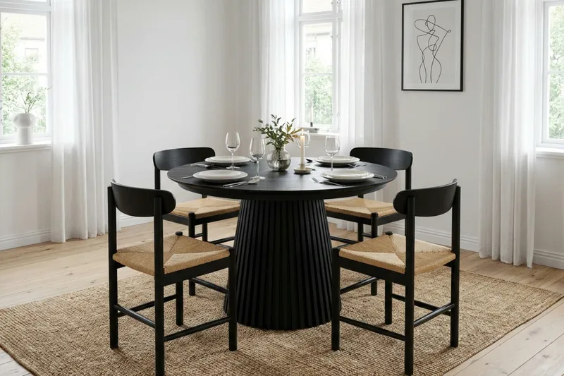 Peyra rundt uttrekkbart spisebord 120–220 cm finér - Svartbeiset eik - Møbler - Bord - Spisebord & kjøkkenbord