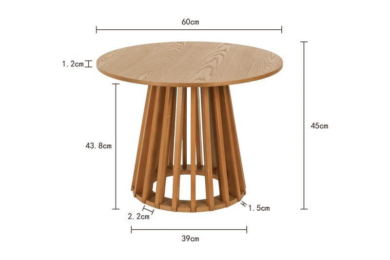 Peyra sofabord rundt 60 cm finér - Eik - Møbler - Bord - Sofabord & salongbord