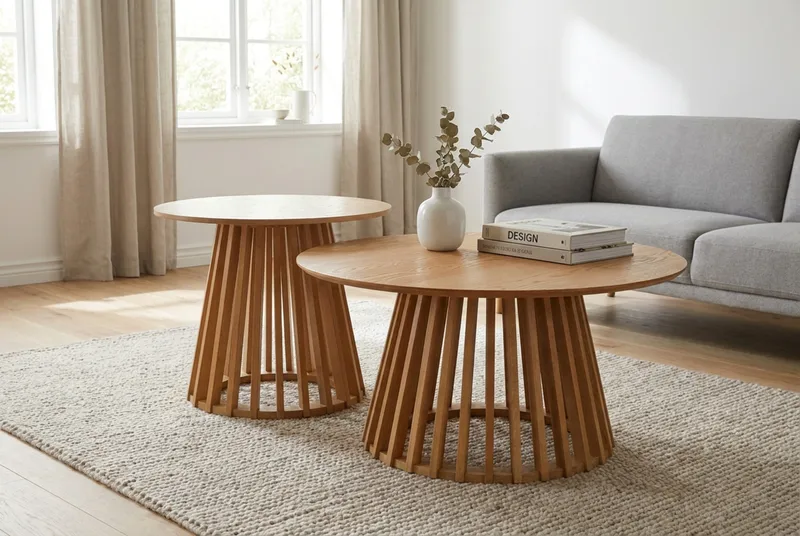 Peyra sofabord rundt 60 cm finér - Eik - Møbler - Bord - Sofabord & salongbord