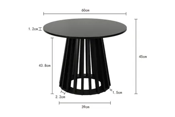 Peyra sofabord rundt 60 cm finér - Svart - Møbler - Bord - Sofabord & salongbord