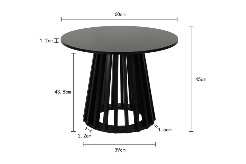 Peyra sofabord rundt 60 cm finér - Svart - Møbler - Bord - Sofabord & salongbord