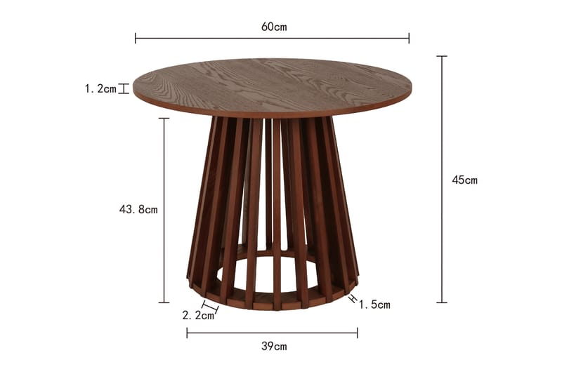 Peyra Sofabord Rundt 60 cm Finér - Valnøtt - Møbler - Bord - Sofabord & salongbord