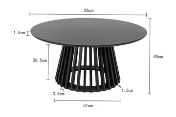 Peyra Sofabord Rundt 86 cm Finér - Svart - Møbler - Bord - Sofabord & salongbord