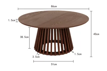 Peyra sofabord rundt 86 cm finér - Valnøtt - Møbler - Bord - Sofabord & salongbord
