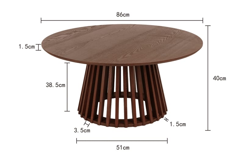Peyra sofabord rundt 86 cm finér - Valnøtt - Møbler - Bord - Sofabord & salongbord