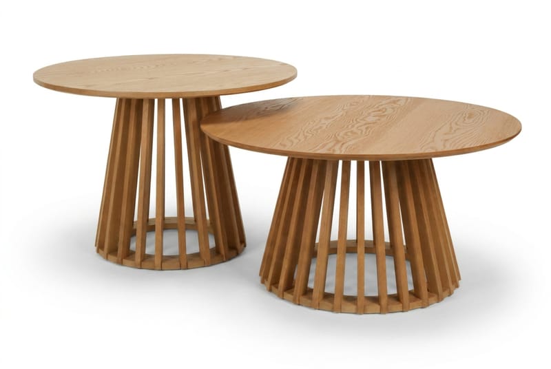 Peyra Sofabord Satsbord Rundt 86/60 cm, Eik