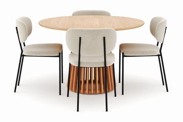 Peyra Spisebord 120 cm Rundt med 4 Gemmiano Stoler - Natur - Møbler - Bord - Spisegruppe
