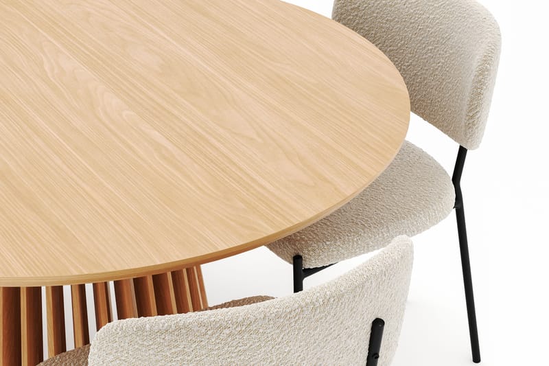 Peyra Spisebord 120 cm Rundt med 4 Gemmiano Stoler - Natur - Møbler - Bord - Spisegruppe