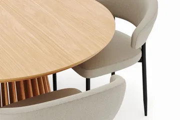 Peyra Spisebord 120 cm Rundt med 4 Sawako Stoler - Natur - Møbler - Bord - Spisegruppe