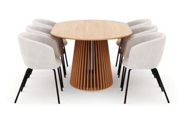 Peyra Spisebord 200 cm Oval med 6 Berit Stoler - Natur - Møbler - Bord - Spisegruppe