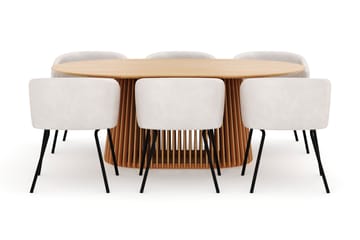 Peyra Spisebord 200 cm Oval med 6 Berit Stoler - Natur - Møbler - Bord - Spisegruppe