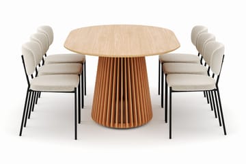 Peyra Spisebord 200 cm Oval med 6 Gemmiano Stoler - Natur - Møbler - Bord - Spisegruppe