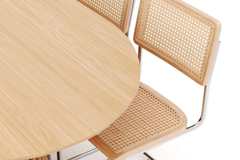 Peyra Spisebord 200 cm Ovalt Ek med 6 stk Build Matstkolar - Natur - Møbler - Bord - Spisegruppe