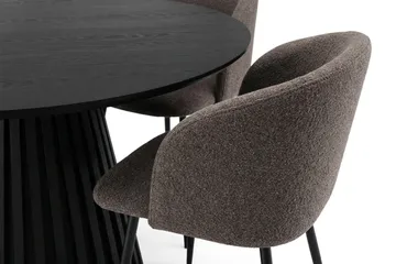 Peyra spisegruppe, rund 110 cm, med 4 Greya spisestoler - Svartbeiset eik - Møbler - Bord - Spisegruppe