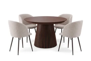 Peyra Spisegruppe 120-220 cm forlengbar med 4 Greya Spisestoler - Valnøtt - Møbler - Bord - Spisegruppe