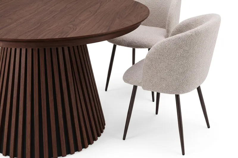 Peyra Spisegruppe 120-220 cm forlengbar med 4 Greya Spisestoler - Valnøtt - Møbler - Bord - Spisegruppe