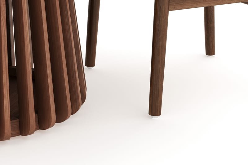 Peyra Spisegruppe 120 cm Rundt Spisebord med 4 Dastoori Spisestoler - Valnøtt / Brun / Beige - Møbler - Bord - Spisegruppe