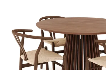 Peyra Spisegruppe 120 cm Rundt Spisebord med 4 Dastoori Spisestoler - Valnøtt / Brun / Beige - Møbler - Bord - Spisegruppe