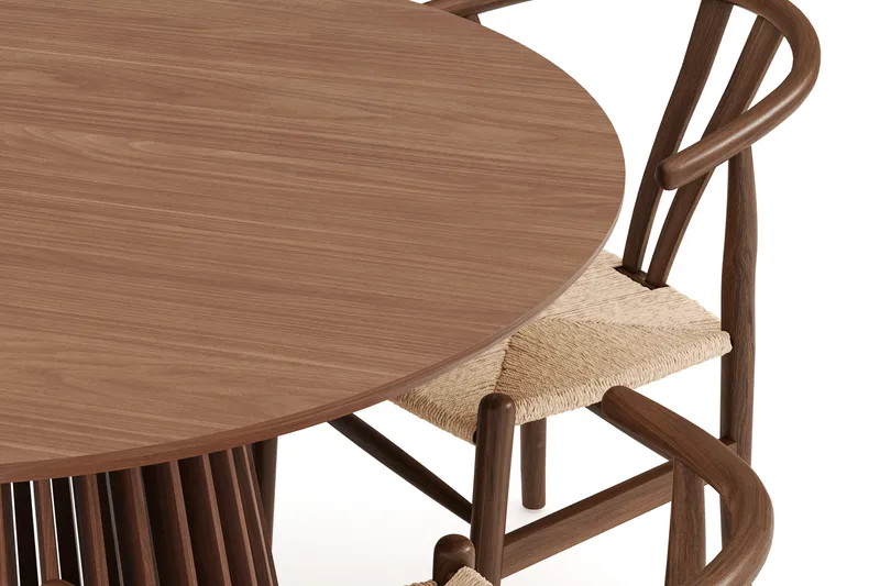 Peyra Spisegruppe 120 cm Rundt Spisebord med 4 Dastoori Spisestoler - Valnøtt / Brun / Beige - Møbler - Bord - Spisegruppe