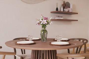 Peyra Spisegruppe 120 cm Rundt Spisebord med 4 Dastoori Spisestoler - Valnøtt / Brun / Beige - Møbler - Bord - Spisegruppe